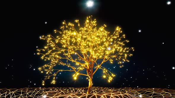 Gold Glowing Magic Tree