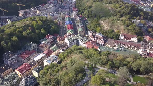 Aerial View To Vozdvizhenka Microdistrict in Podil Region of Kyiv