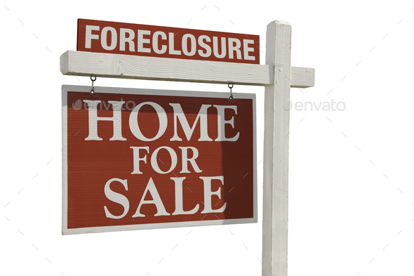 Foreclosure Home For Sale Real Estate Sign - Stock Photo - Images