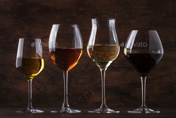 Wine tasting concept, still and sparkling wines - Stock Photo - Images