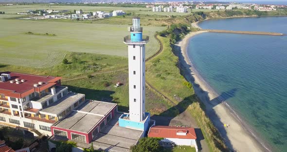 Aerial Drone Circling View on the Lighthouse