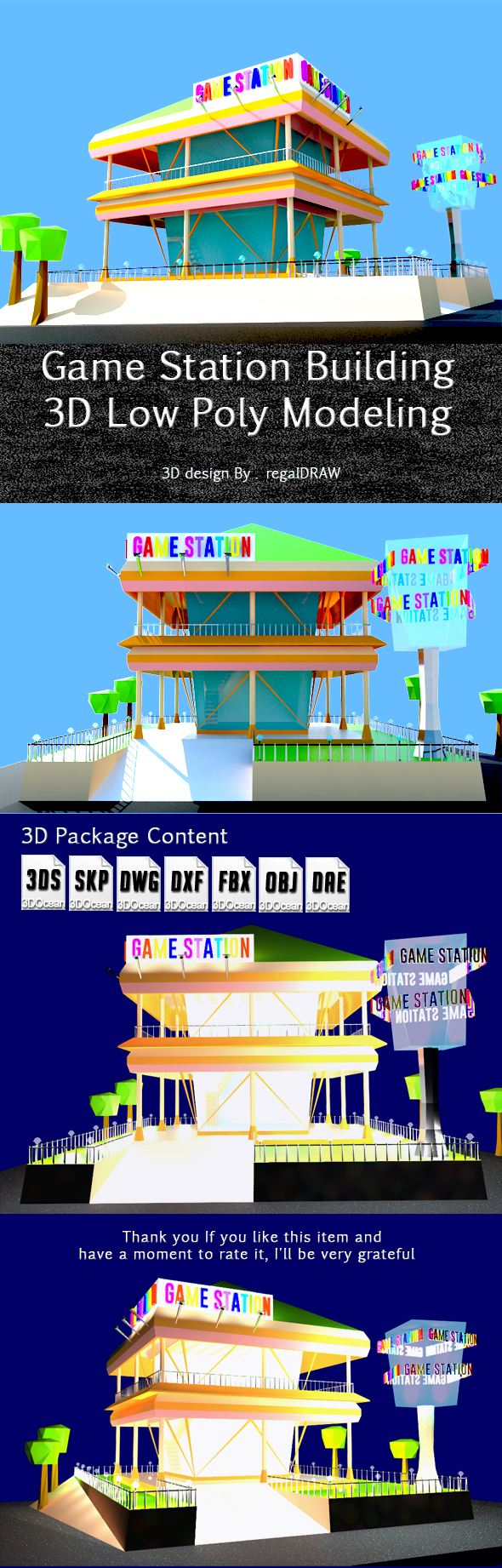 Game Station Building_3D - 3Docean 25517774