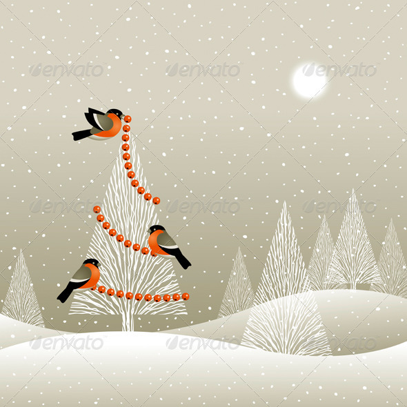 Christmas Tree In Winter Forest - Christmas Seasons/Holidays