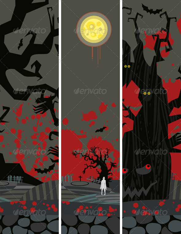 Halloween Banner Set Vertical - Backgrounds Decorative
