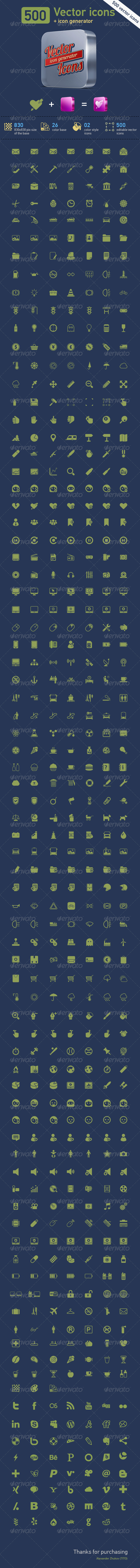 500 Vector Icons + Icon Generator in Web Icons