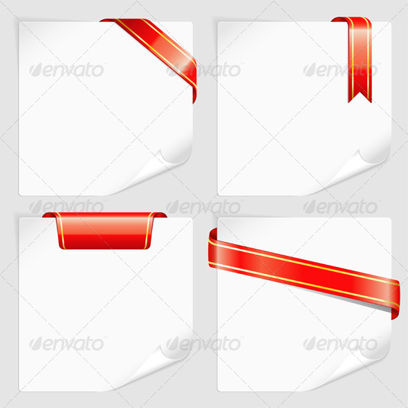 Set White Sheets Paper with Ribbons - Concepts Business