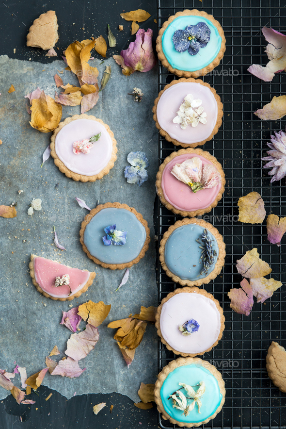 Homemade Biscuits covered with Pastel Color Icing Stock Photo by Manuta