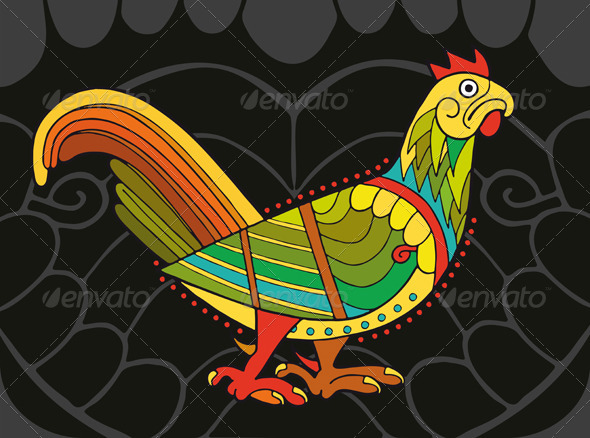 Motley Cock On Black