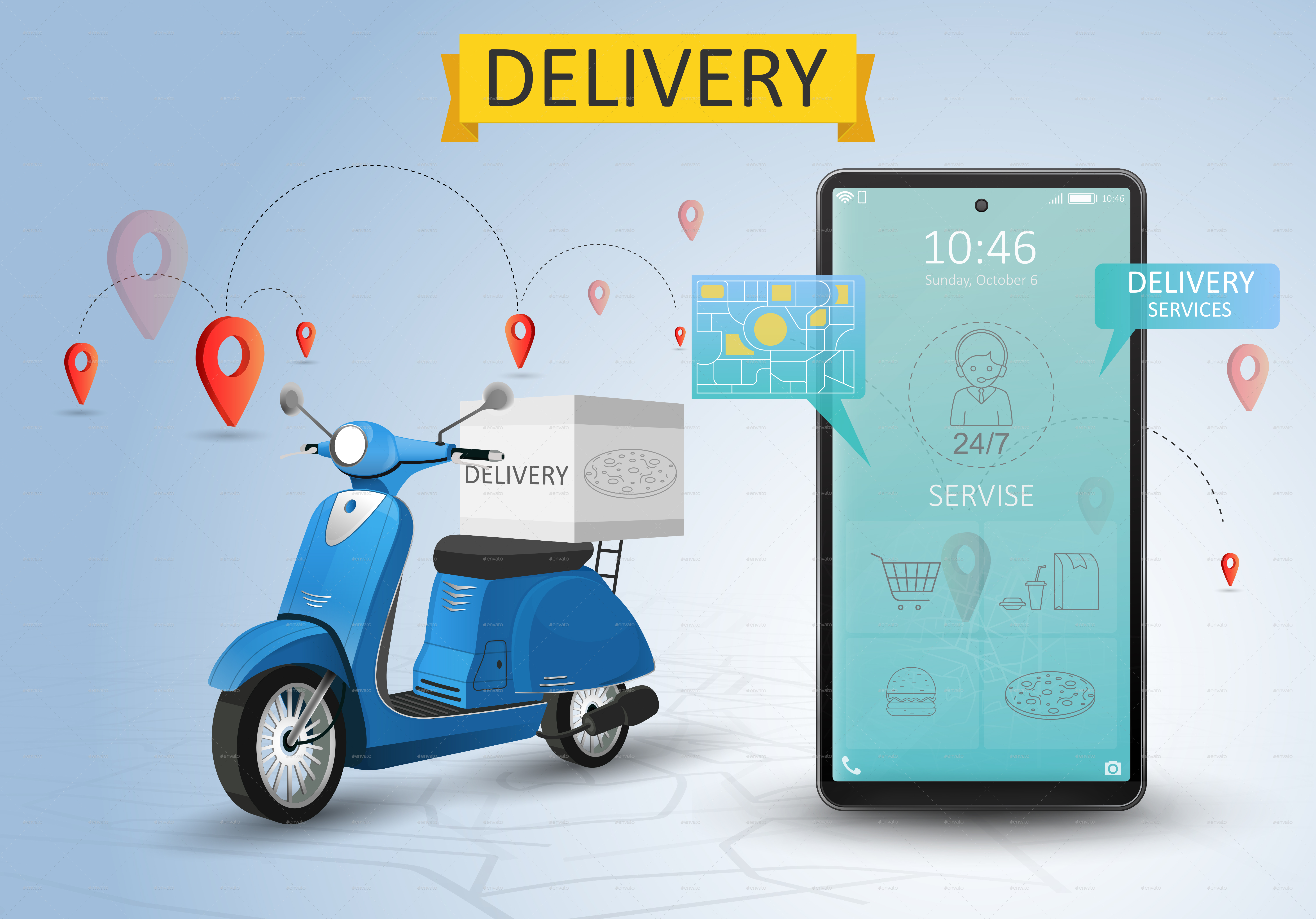 Online Delivery Service by Scooter by yayasya GraphicRiver