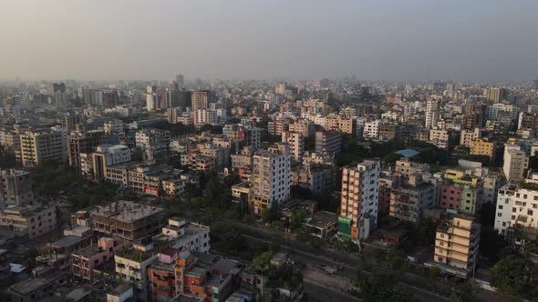 Aerial Over Dense Metropolitan Cityscape Apartments In Mumbai. Pedestal Down, Establishing Shot alt