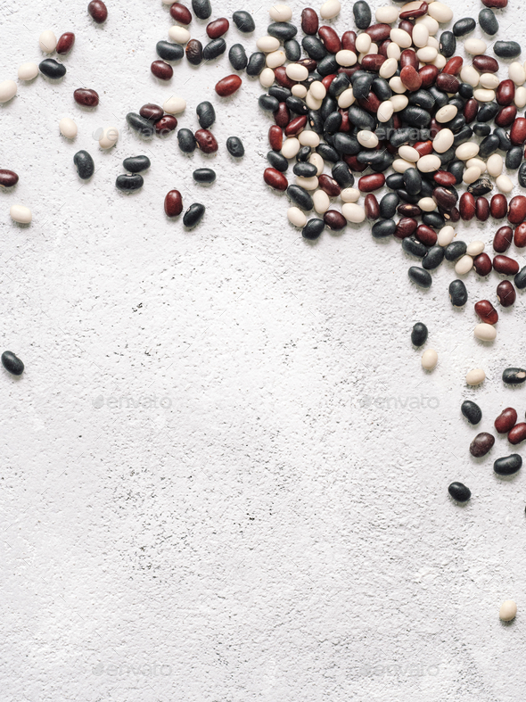 Top view of raw mixed beans with copyspace - Stock Photo - Images