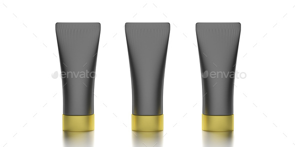 Blank cream tube isolated on white background, cosmetic product package template. 3d illustration - Stock Photo - Images