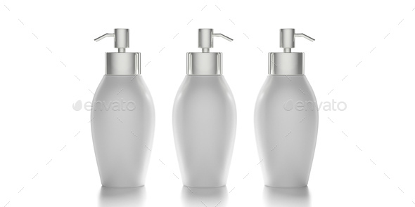 Blank cosmetic pump bottle isolated on white background. 3d illustration - Stock Photo - Images