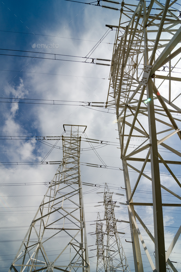 high voltage transmission line - Stock Image - Everypixel