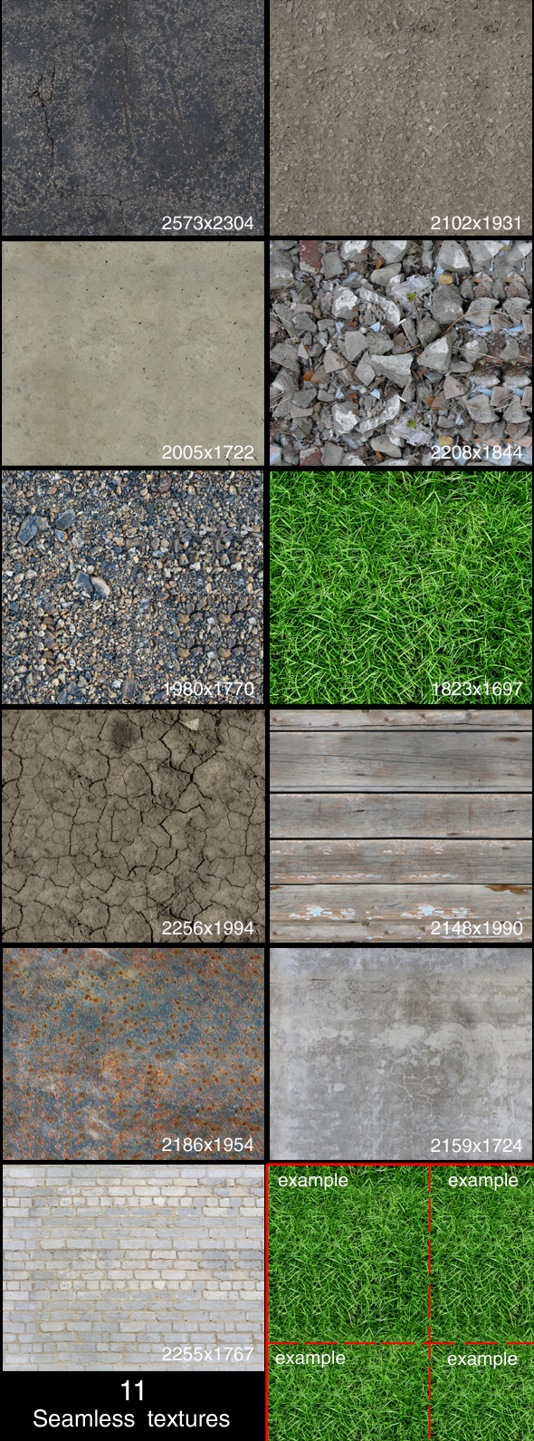 11 seamless textures - 3Docean 88997
