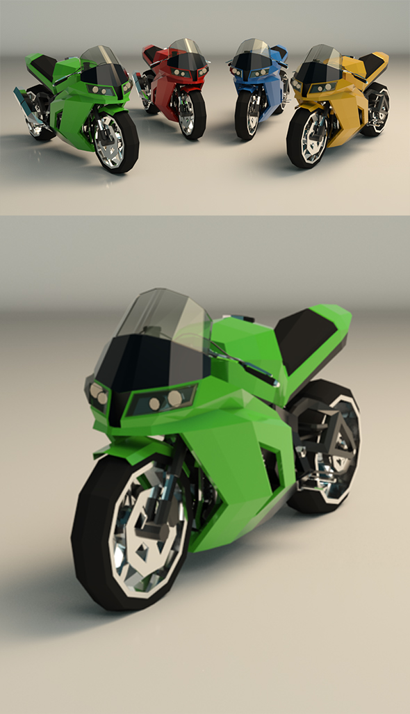 Low Poly Motorcycle - 3Docean 25567396