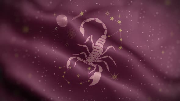 Scorpio Zodiac Horoscope Video Flag Textured Background Front HD