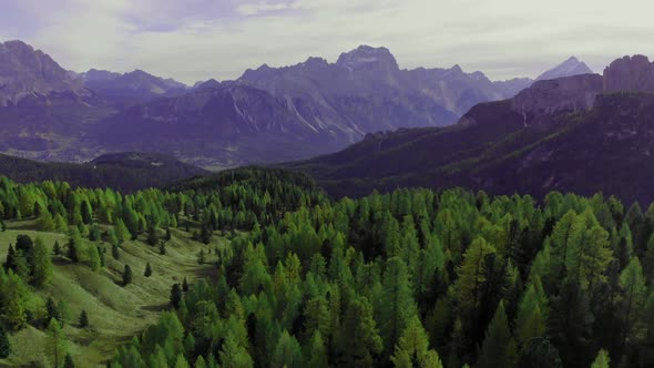 Landscape of the Dolomites Mountain Range in Autumn 4k
