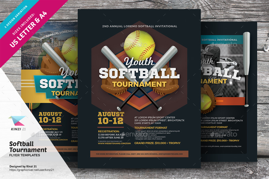 Softball Tournament Flyer Templates, Print Templates GraphicRiver