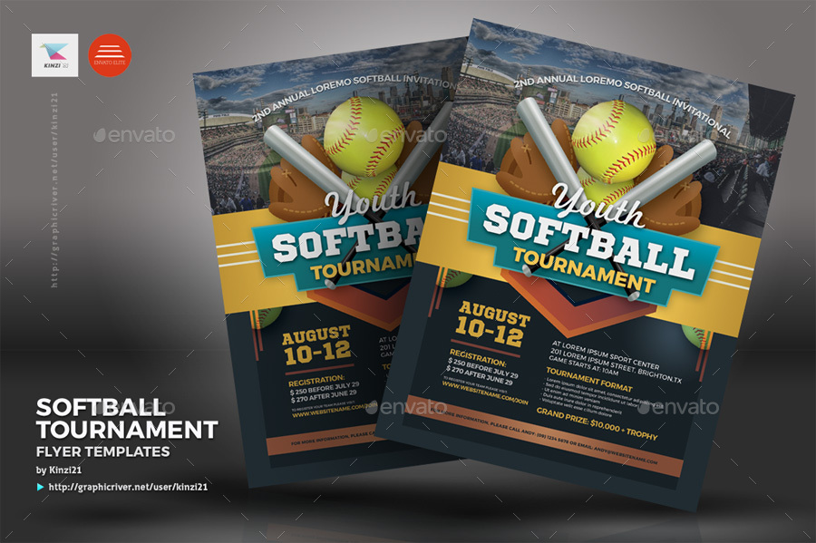 Softball Tournament Flyer Templates, Print Templates GraphicRiver