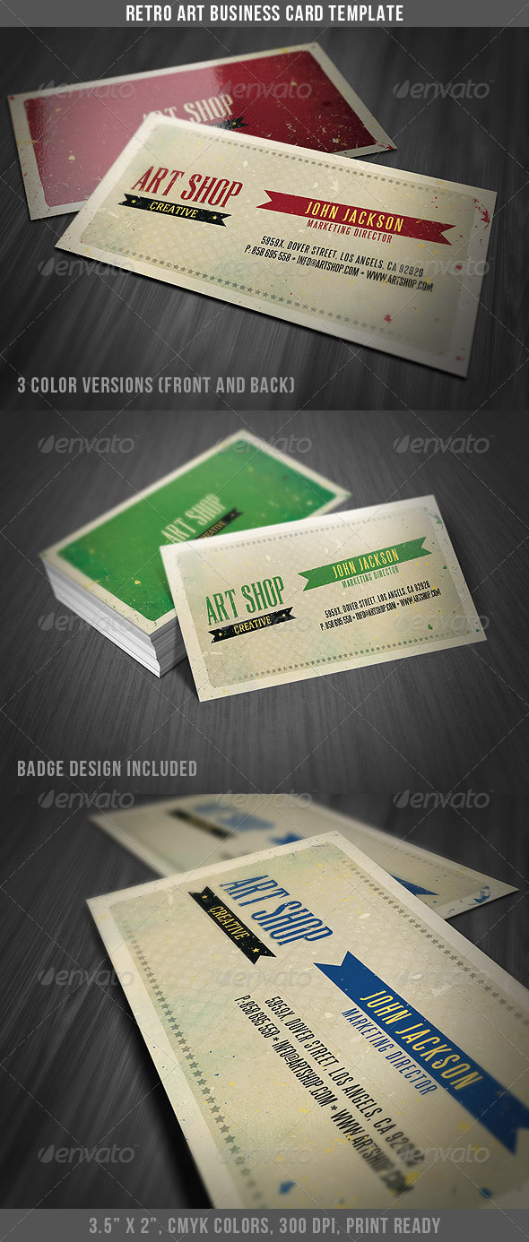 Retro Art Business Card Template - Retro/Vintage Business Cards