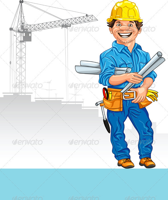 Vector Cheerful Engineer Builder 