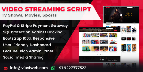 Video Streaming Portal (TV Shows, Movies, Sports, Videos Streaming)