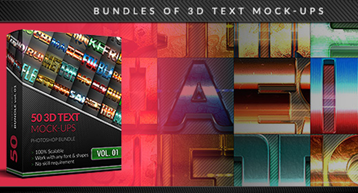 Bundles of 3D Text Mock-ups