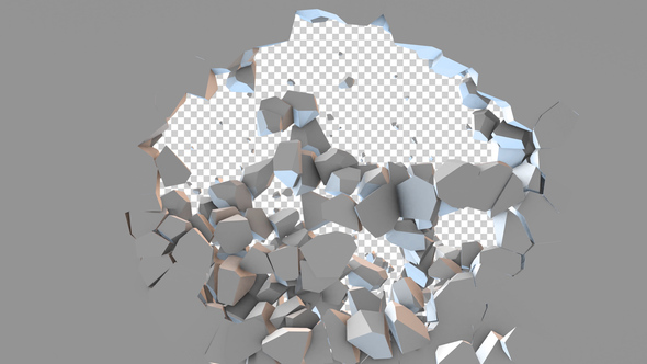 Exploding And Crumbling Concrete Wall - Back, Motion Graphics | VideoHive
