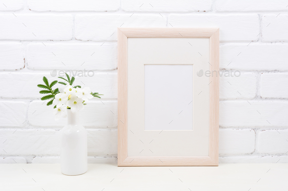 Wooden frame mockup with Tobacco flowers - Stock Photo - Images