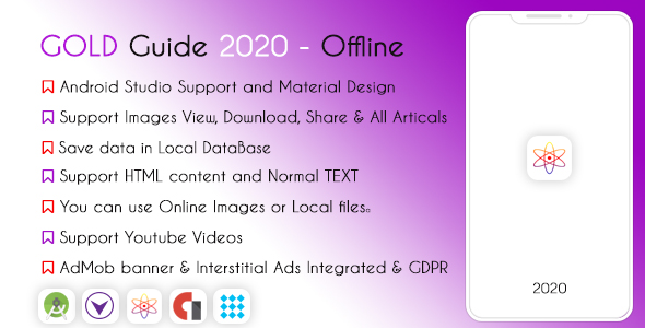 Gold Guide 2020 - Offline - Material Design & AdMob - GDPR