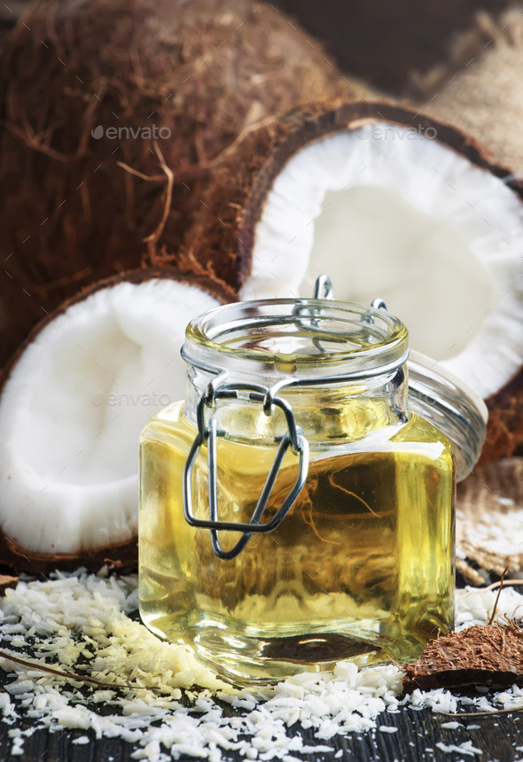 Liquid coconut oil - Stock Photo - Images
