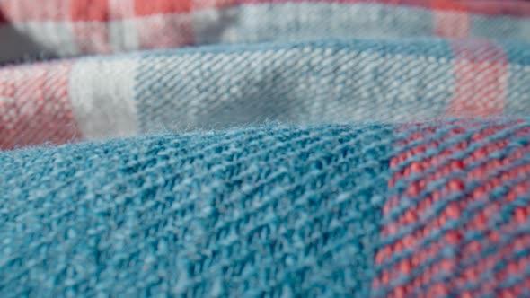 Warm Woolen Plaid Shirt Background in Macro alt