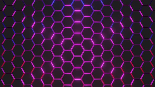 Hexagon Surface with Red and Blue Neon Lightning alt