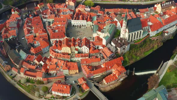 Aerial View of Historic Centre of Cesky Krumlov alt