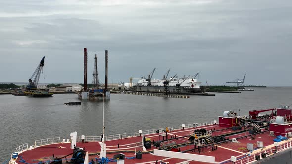 Aerial view of repair dock and maritime industry in Port Mobile, Alabama alt
