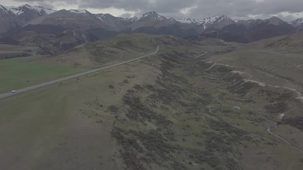 Scenic road in the mountains aerial