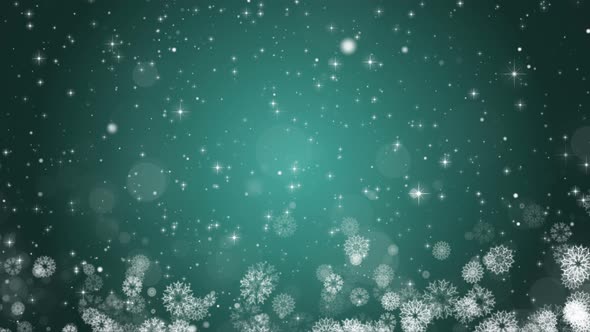 Green Winter Card with Snowflakes