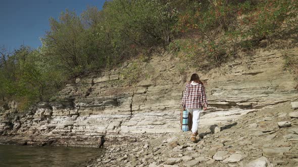 Happy Tourist Walking Near Water at Bakota Area alt