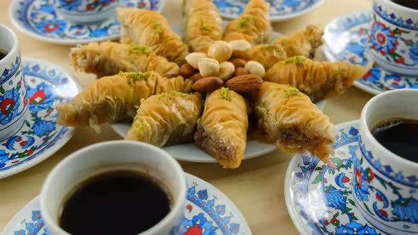 Turkish Coffee and Baklava on the Table alt