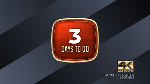 3 Days To Go Countdown Animation 4K