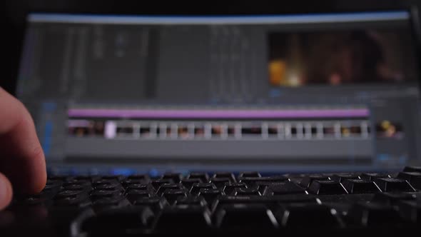 Closeup Computer Keyboard a Man's Hand Clicks on the Keys alt