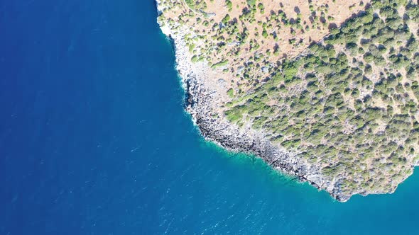 Aerial View of the Sea and Coastline with the Mountains in the Background, Istro, Crete, Greece.