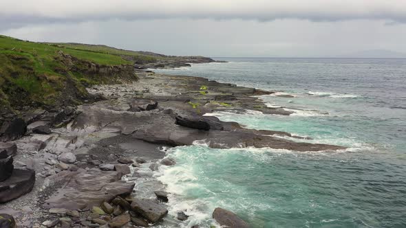 Beautiful Aerial View of Valentia Island. Scenic Irish Countyside on a Dull Spring Day, County Kerry