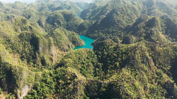Mountain Lake Kayangan on Tropical Island, Philippines, Coron, Palawan alt