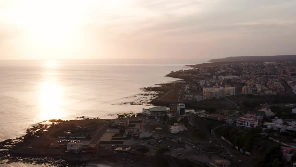 Aerial view of Praia city in Santiago - Capital of Cape Verde Islands - Cabo Verde