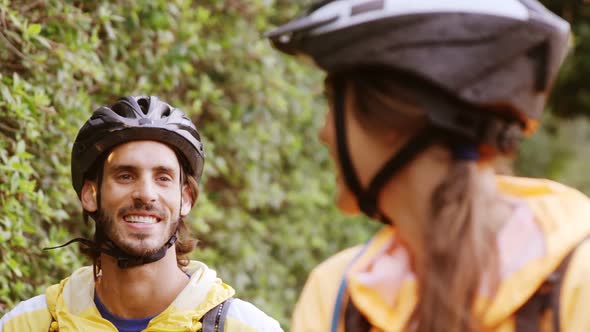 Portrait of mountain biker couple alt