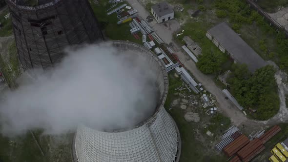 Electric Power Plant and Industrial Complex in Ukraine. Aerial view. alt