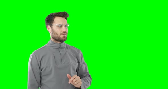 Man touching digital screen alt