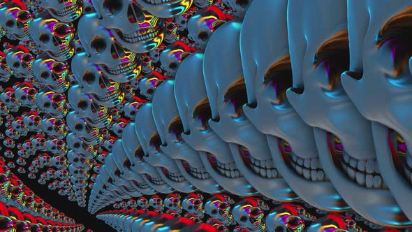 4K metal skulls in a twirl